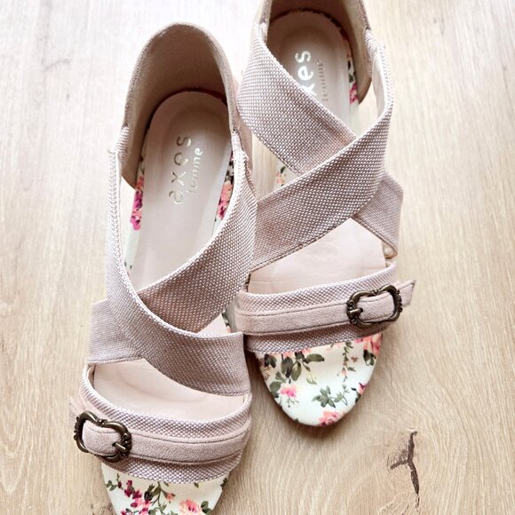 Axes Femme Floral Cross-Strappy Slip On Sandals - Picture 5 of 7